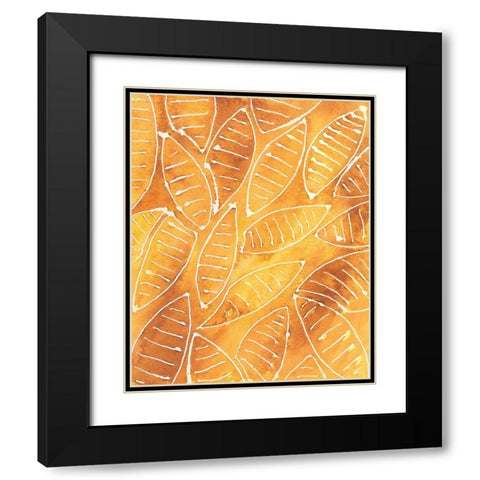 Stylized Leaf Shapes I Black Modern Wood Framed Art Print with Double Matting by Moore, Regina