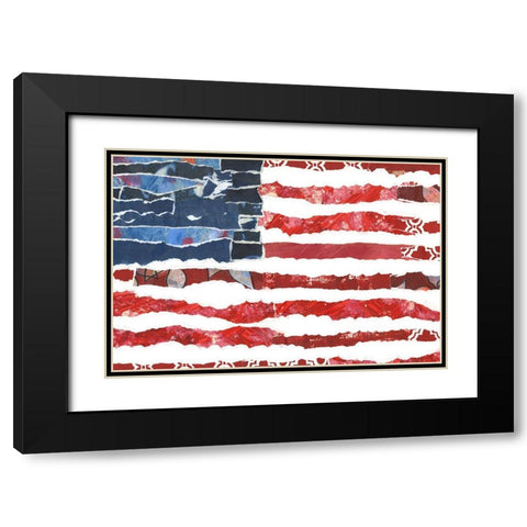 Patriotic Collage Flag I Black Modern Wood Framed Art Print with Double Matting by Moore, Regina