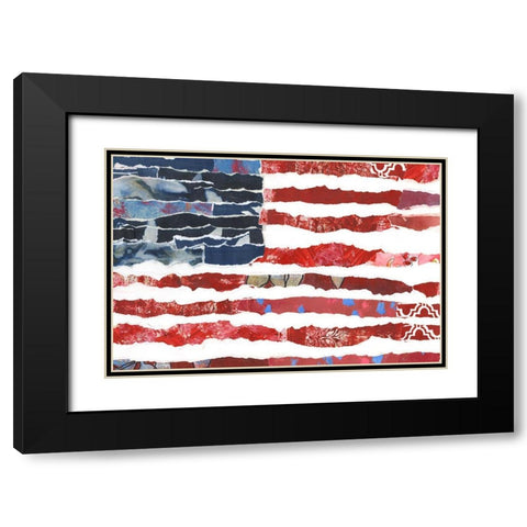 Patriotic Collage Flag II Black Modern Wood Framed Art Print with Double Matting by Moore, Regina