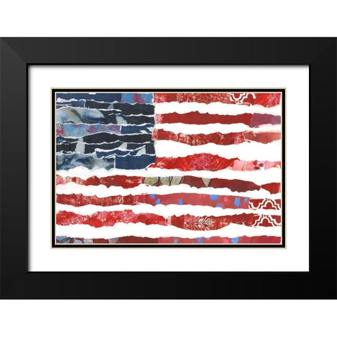 Patriotic Collage Flag II Black Modern Wood Framed Art Print with Double Matting by Moore, Regina