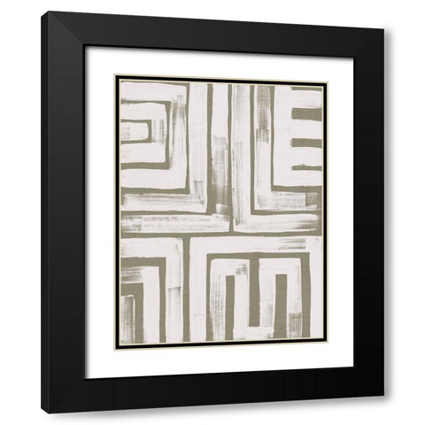 Maze Interlock I Black Modern Wood Framed Art Print with Double Matting by Vess, June Erica