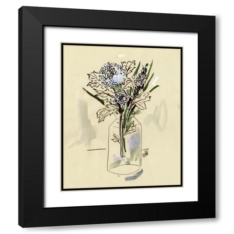 Hydrangea in the Bottle I Black Modern Wood Framed Art Print with Double Matting by Wang, Melissa