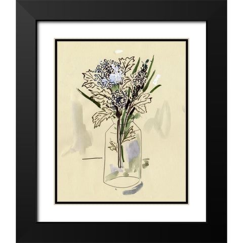 Hydrangea in the Bottle I Black Modern Wood Framed Art Print with Double Matting by Wang, Melissa