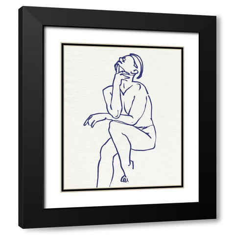Figure In Blue I Black Modern Wood Framed Art Print with Double Matting by Warren, Annie