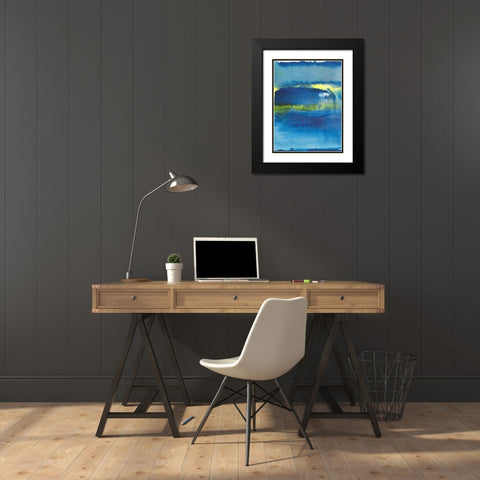 Deep Blue Thoughts II Black Modern Wood Framed Art Print with Double Matting by Combs, Joyce