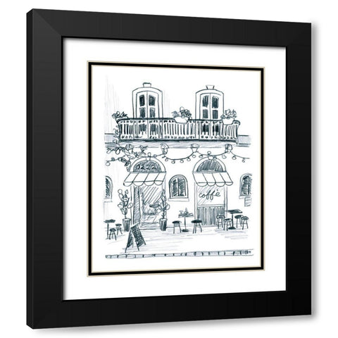 Italian Street Sketch II Black Modern Wood Framed Art Print with Double Matting by Vess, June Erica