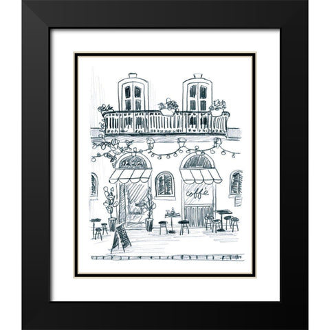 Italian Street Sketch II Black Modern Wood Framed Art Print with Double Matting by Vess, June Erica