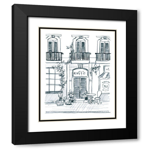 Italian Street Sketch III Black Modern Wood Framed Art Print with Double Matting by Vess, June Erica