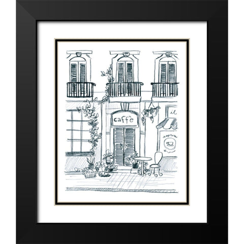 Italian Street Sketch III Black Modern Wood Framed Art Print with Double Matting by Vess, June Erica