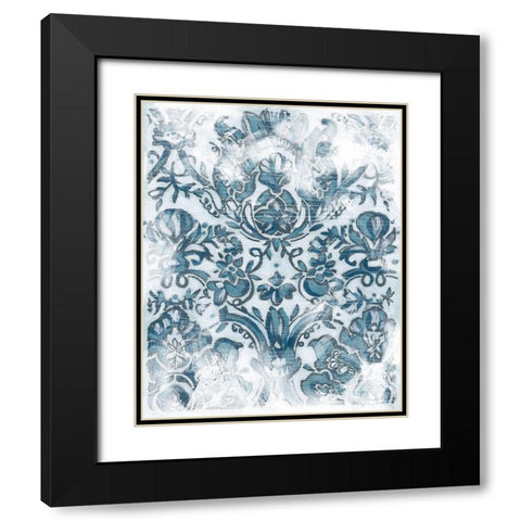 Denim Damask IV Black Modern Wood Framed Art Print with Double Matting by Vess, June Erica