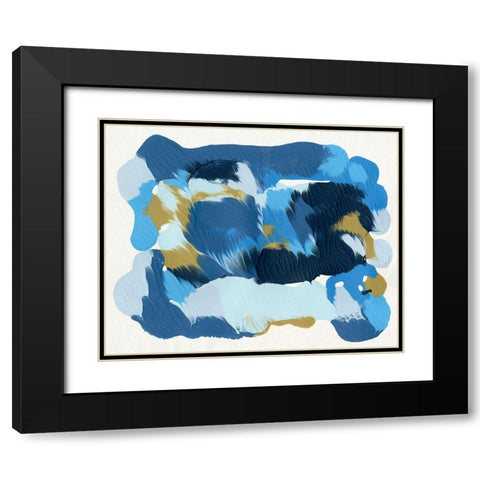 Blue Overture I Black Modern Wood Framed Art Print with Double Matting by Caroline, Emma