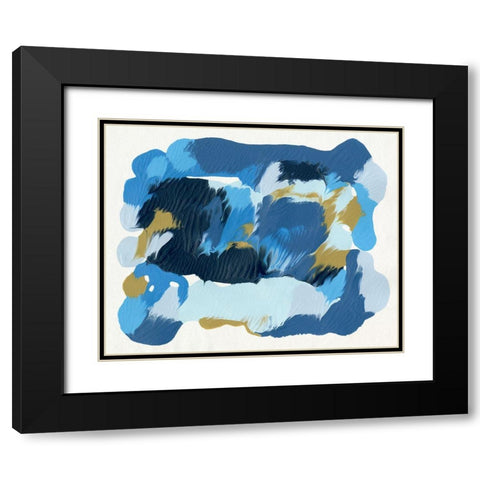 Blue Overture II Black Modern Wood Framed Art Print with Double Matting by Caroline, Emma