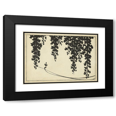Japanese Wisteria II A Black Modern Wood Framed Art Print with Double Matting by Unknown
