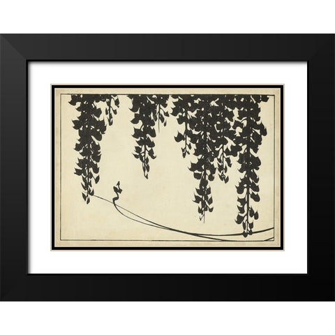 Japanese Wisteria II A Black Modern Wood Framed Art Print with Double Matting by Unknown