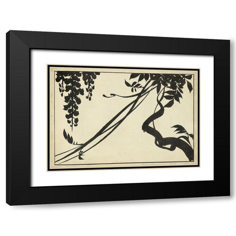 Japanese Wisteria II B Black Modern Wood Framed Art Print with Double Matting by Unknown