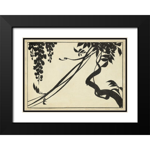 Japanese Wisteria II B Black Modern Wood Framed Art Print with Double Matting by Unknown