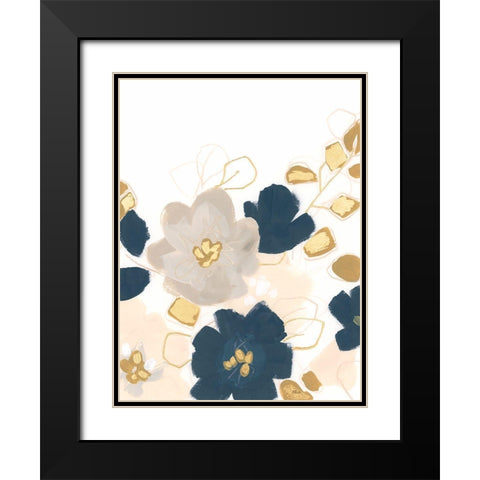Indigo Gold Garden I Black Modern Wood Framed Art Print with Double Matting by Vess, June Erica