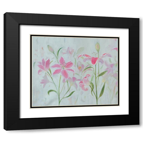 Dancing Pink Trio I Black Modern Wood Framed Art Print with Double Matting by Iafrate, Sandra