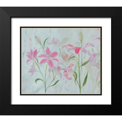 Dancing Pink Trio I Black Modern Wood Framed Art Print with Double Matting by Iafrate, Sandra