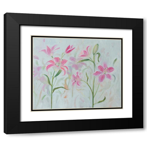 Dancing Pink Trio II Black Modern Wood Framed Art Print with Double Matting by Iafrate, Sandra