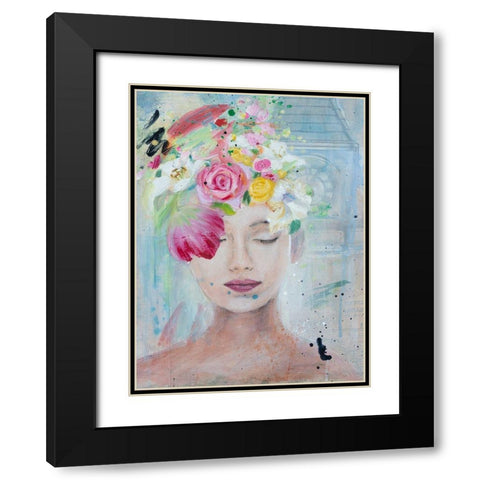 Femme Fleur I Black Modern Wood Framed Art Print with Double Matting by Iafrate, Sandra