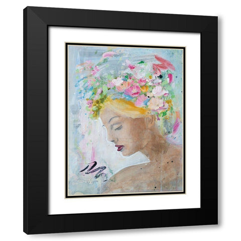 Femme Fleur II Black Modern Wood Framed Art Print with Double Matting by Iafrate, Sandra