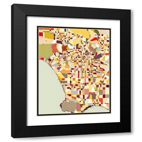 Modern Los Angeles Map Black Modern Wood Framed Art Print with Double Matting by Galapon, Nikki