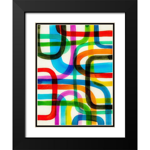 Overlapping I Black Modern Wood Framed Art Print with Double Matting by Galapon, Nikki