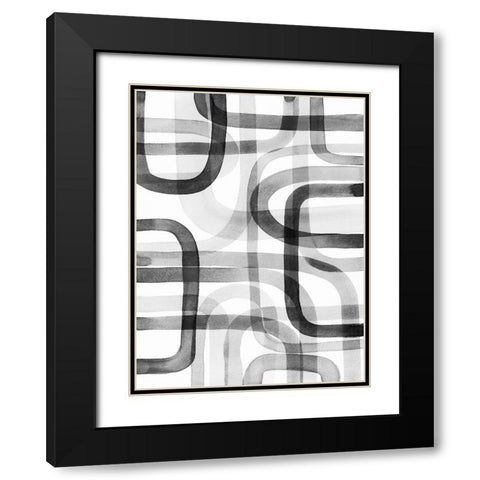 Overlapping V Black Modern Wood Framed Art Print with Double Matting by Galapon, Nikki