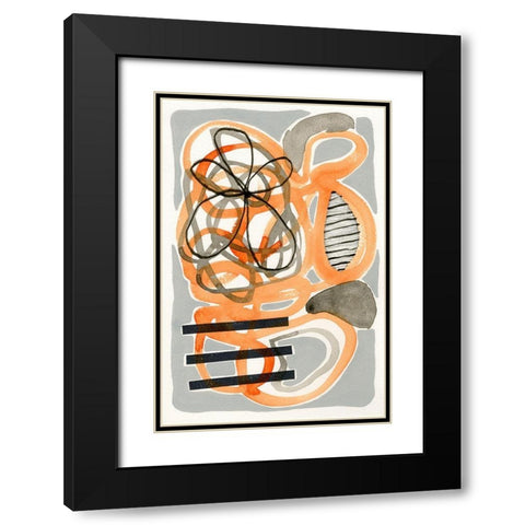 Orange And Grey Scramble I Black Modern Wood Framed Art Print with Double Matting by Galapon, Nikki