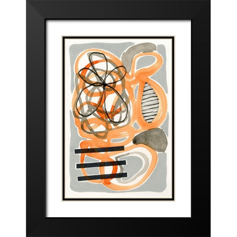 Orange And Grey Scramble I Black Modern Wood Framed Art Print with Double Matting by Galapon, Nikki
