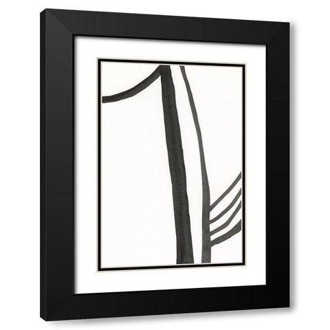 Ink Lines I Black Modern Wood Framed Art Print with Double Matting by Moore, Regina