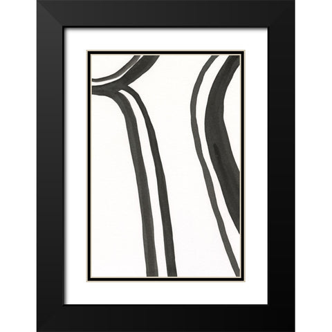 Ink Lines II Black Modern Wood Framed Art Print with Double Matting by Moore, Regina