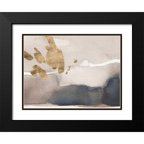 Watercolor with Gold III Black Modern Wood Framed Art Print with Double Matting by Green, Jacob