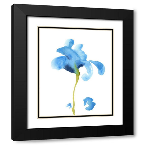 Striking Blue Iris II Black Modern Wood Framed Art Print with Double Matting by Green, Jacob