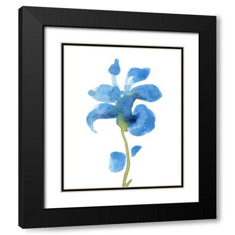 Striking Blue Iris III Black Modern Wood Framed Art Print with Double Matting by Green, Jacob