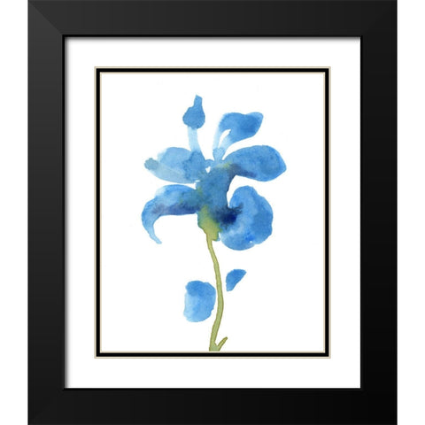 Striking Blue Iris III Black Modern Wood Framed Art Print with Double Matting by Green, Jacob
