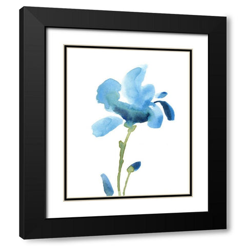 Striking Blue Iris IV Black Modern Wood Framed Art Print with Double Matting by Green, Jacob