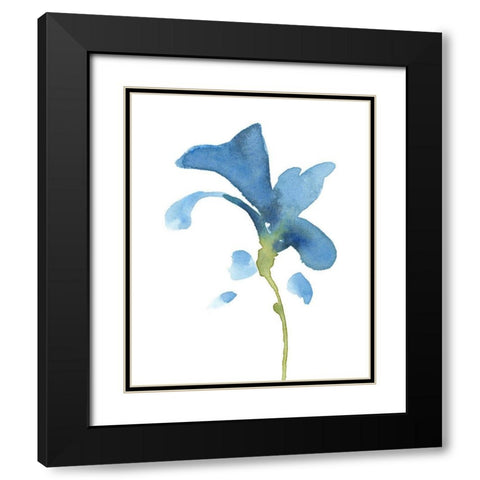 Striking Blue Iris V Black Modern Wood Framed Art Print with Double Matting by Green, Jacob
