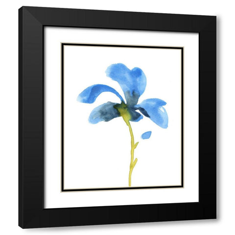 Striking Blue Iris VI Black Modern Wood Framed Art Print with Double Matting by Green, Jacob