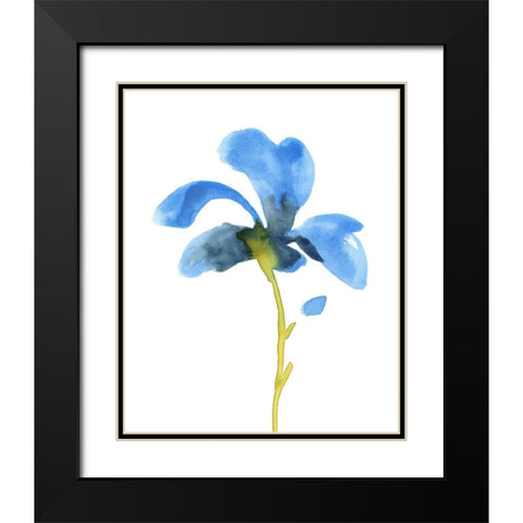 Striking Blue Iris VI Black Modern Wood Framed Art Print with Double Matting by Green, Jacob