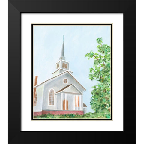 Countryside Church II Black Modern Wood Framed Art Print with Double Matting by Moore, Regina