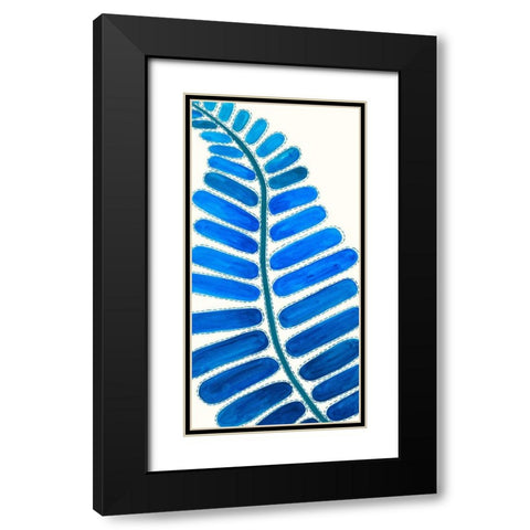 Mod Leaf Motif II Black Modern Wood Framed Art Print with Double Matting by Moore, Regina