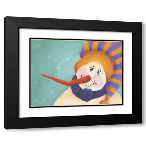 Carrot Nose Snowman I Black Modern Wood Framed Art Print with Double Matting by Moore, Regina