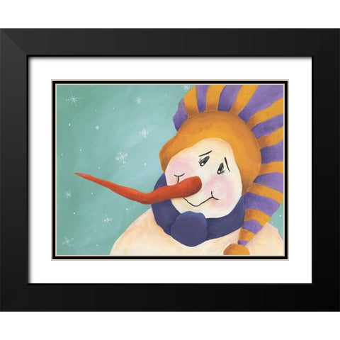 Carrot Nose Snowman I Black Modern Wood Framed Art Print with Double Matting by Moore, Regina
