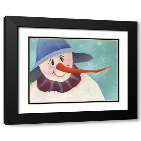 Carrot Nose Snowman II Black Modern Wood Framed Art Print with Double Matting by Moore, Regina