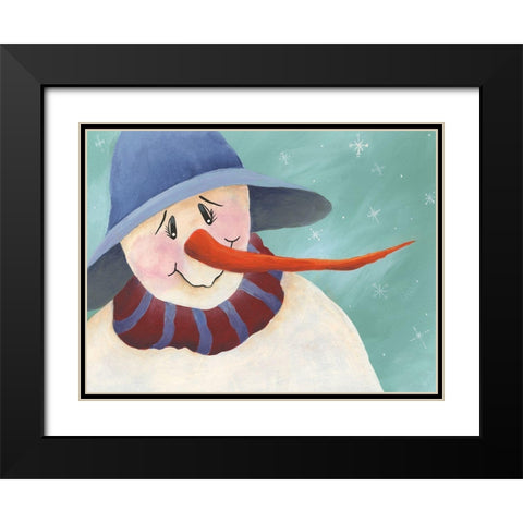 Carrot Nose Snowman II Black Modern Wood Framed Art Print with Double Matting by Moore, Regina