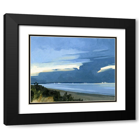 Blue Ocean Evening I Black Modern Wood Framed Art Print with Double Matting by Caroline, Emma