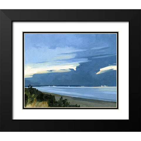 Blue Ocean Evening I Black Modern Wood Framed Art Print with Double Matting by Caroline, Emma
