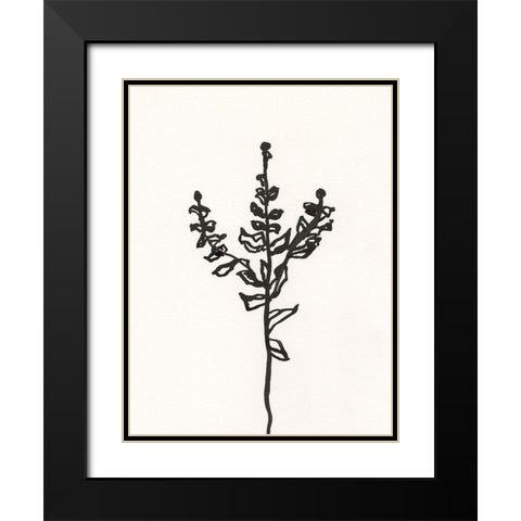 Ink Botanical Sketch II Black Modern Wood Framed Art Print with Double Matting by Holland, J.